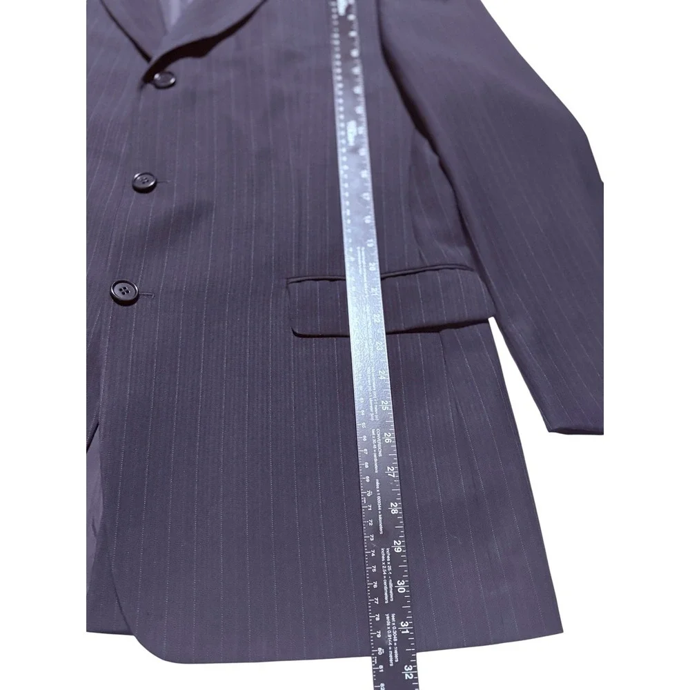 Hugo Boss Men Colombo Italy 42R Blazer Navy Pinstripe 3 Button 100% Virgin Wool